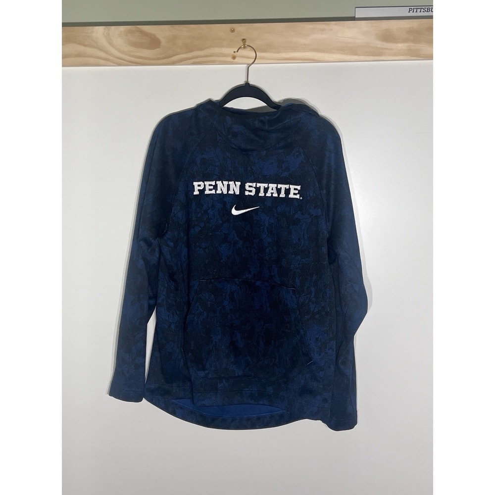 Nike Dri-Fit Hoodie Embroidered Penn State Blue Black Men Medium Nittany Lions